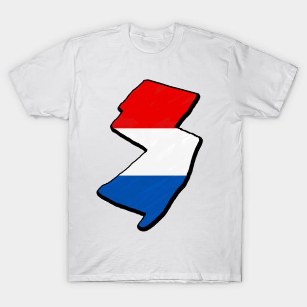 Red, White, and Blue New Jersey Outline T-Shirt by Mookle